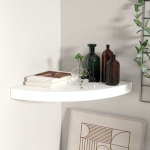 vidaXL, vidaXL Eck-Schweberegal Hochglanz-Weiß 35x35x3,8 cm MDF, vidaXL Eck-Schweberegal Hochglanz-Weiß 35x35x3,8 cm MDF