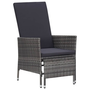 vidaXL, vidaXL Garten-Liegestuhl mit Auflagen Poly Rattan Grau, vidaXL Garten-Liegestuhl mit Auflagen Poly Rattan Grau