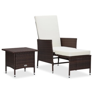 vidaXL, vidaXL 2-tlg. Garten-Lounge-Set mit Auflagen Poly Rattan Braun