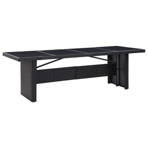 vidaXL, vidaXL Gartentisch Schwarz 240x90x74 cm Poly Rattan und Glas, vidaXL Gartentisch Schwarz 240x90x74 cm Poly-Rattan und Glas