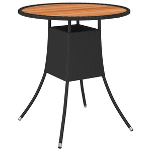 vidaXL, vidaXL Garten-Esstisch Schwarz Ø 70 cm Poly Rattan Massivholz Akazie