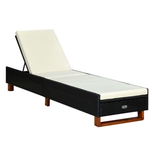 vidaXL, vidaXL Sonnenliege mit Auflage Poly Rattan Schwarz, vidaXL Sonnenliege mit Auflage Poly Rattan Schwarz