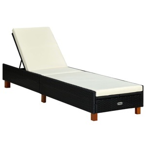 vidaXL, vidaXL Sonnenliege mit Auflage Poly Rattan Schwarz, vidaXL Sonnenliege mit Auflage Poly Rattan Schwarz