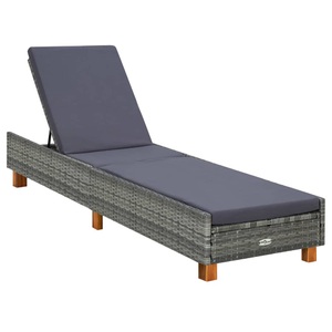 vidaXL, vidaXL Sonnenliege mit Auflage Poly Rattan Grau