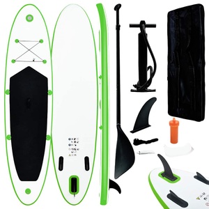 vidaXL, vidaXL Aufblasbares Stand Up Paddle Board Set Grün und Weiß, vidaXL SUP-Board-Set Aufblasbar Grün und Weiß