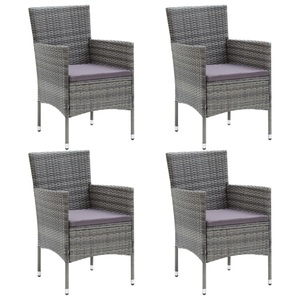 vidaXL, vidaXL Garten-Essstühle 4 Stk. Poly Rattan Grau, vidaXL Garten-Essstühle 4 Stk. Poly Rattan Grau