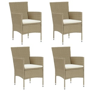 vidaXL, vidaXL Garten-Essstühle 4 Stk. Poly Rattan Beige