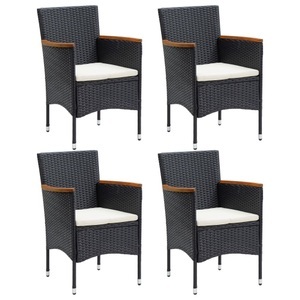 vidaXL, vidaXL Garten-Essstühle 4 Stk. Poly Rattan Schwarz, vidaXL Garten-Essstühle 4 Stk. Poly Rattan Schwarz