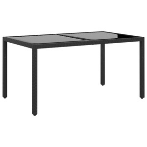vidaXL, vidaXL Gartentisch 150x90x75 cm Hartglas und Poly Rattan Schwarz, 