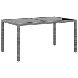 vidaXL, vidaXL Gartentisch 150x90x75 cm Hartglas und Poly Rattan Grau, 
