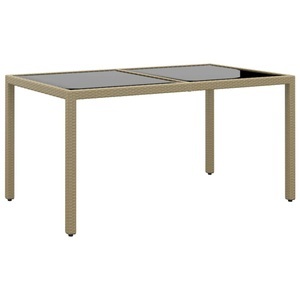 vidaXL, vidaXL Gartentisch 150x90x75 cm Hartglas und Poly Rattan Beige