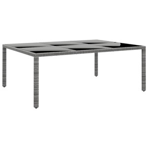 vidaXL, vidaXL Gartentisch 200x150x75 cm Hartglas und Poly Rattan Grau