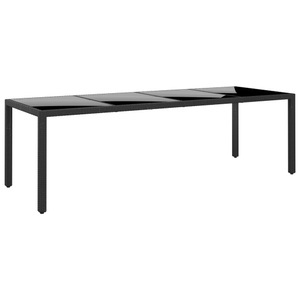 vidaXL, vidaXL Gartentisch 250x100x75 cm Hartglas und Poly Rattan Schwarz