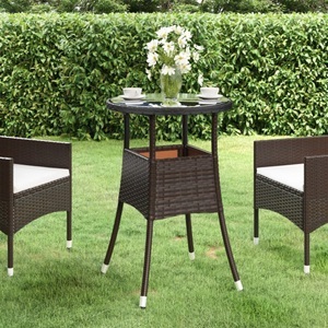 vidaXL, vidaXL Gartentisch Ø60x75 cm Hartglas und Poly Rattan Braun