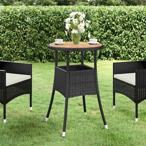vidaXL, vidaXL Gartentisch Ø60x75 cm Akazienholz und Poly Rattan Schwarz