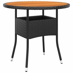 vidaXL Gartentisch Ø80x75 cm Akazienholz und Poly Rattan Schwarz