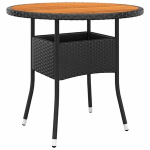 vidaXL, vidaXL Gartentisch Ø80x75 cm Akazienholz und Poly Rattan Schwarz