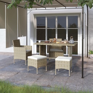 vidaXL, vidaXL 4-tlg. Gartenstuhl und Hocker Set Poly Rattan Grau