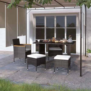 vidaXL, vidaXL 4-tlg. Gartenstuhl und Hocker Set Poly Rattan Schwarz