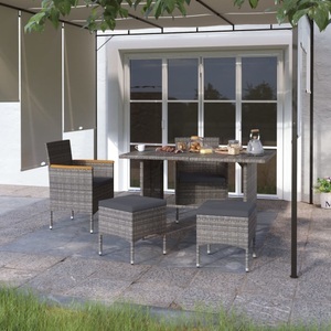 vidaXL, vidaXL 4-tlg. Gartenstuhl und Hocker Set Poly Rattan Grau