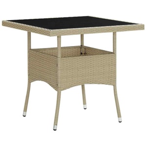 vidaXL, vidaXL Garten-Esstisch Beige Poly Rattan und Glas