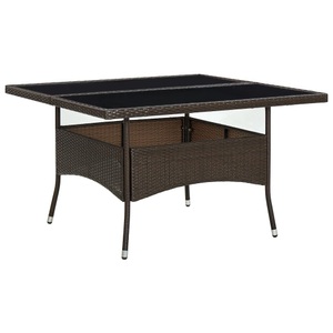 vidaXL, vidaXL Garten-Esstisch Braun Poly Rattan und Glas