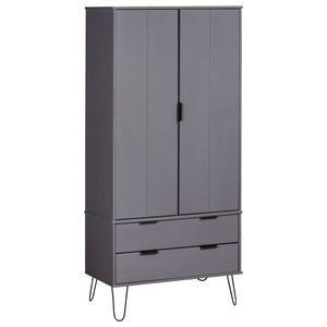 vidaXL, vidaXL Kleiderschrank New York Range Grau Massivholz Kiefer, 