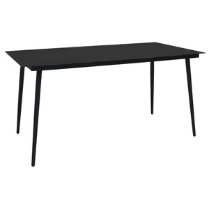 vidaXL, vidaXL Garten-Esstisch Schwarz 190x90x74 cm Stahl und Glas