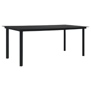 vidaXL, vidaXL Garten-Esstisch Schwarz 190x90x74 cm Stahl und Glas