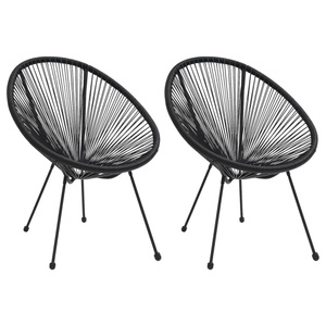 vidaXL, vidaXL Moon-Gartenstühle 2 Stk. Rattan Schwarz