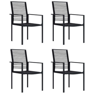 vidaXL, vidaXL Gartenstühle 4 Stk. PVC Rattan Schwarz, vidaXL Gartenstühle 4 Stk. PVC Rattan Schwarz