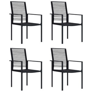 vidaXL Gartenstühle 4 Stk. PVC Rattan Schwarz