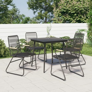 vidaXL, vidaXL Gartenstühle 4 Stk. Schwarz 58x59x85,5 cm PVC Rattan, vidaXL Gartenstühle 4 Stk. Schwarz 58x59x85,5 cm PVC Rattan