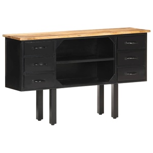 vidaXL, vidaXL Sideboard 110x30x65 cm Raues Mango-Massivholz und Stahl