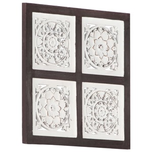 vidaXL, vidaXL Handgeschnitztes Wandpaneel MDF 40x40x1,5 cm Braun und Weiß