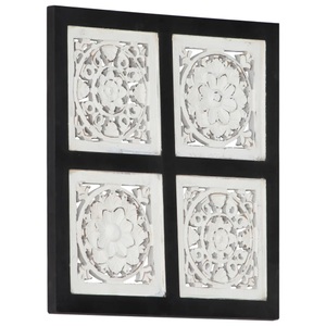vidaXL, vidaXL Handgeschnitztes Wandpaneel MDF 40x40x1,5 cm Schwarz und Weiß