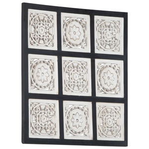 vidaXL, vidaXL Handgeschnitztes Wandpaneel MDF 60x60x1,5 cm Schwarz und Weiß