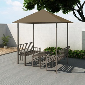 vidaXL, vidaXL Gartenpavillon mit Tisch und Bänken 2,5x1,5x2,4 m Taupe 180 g/m²