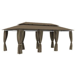 vidaXL, vidaXL Pavillon mit Vorhängen 600x298x270 cm Taupe 180 g/m²