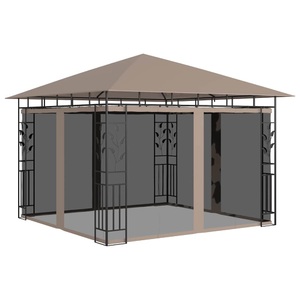 vidaXL, vidaXL Pavillon mit Moskitonetz 3x3x2,73 m Taupe 180 g/m²