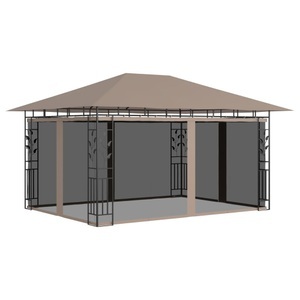 vidaXL, vidaXL Pavillon mit Moskitonetz 4x3x2,73 m Taupe 180 g/m², vidaXL Pavillon mit Moskitonetz 4x3x2,73 m Taupe 180 g/m²