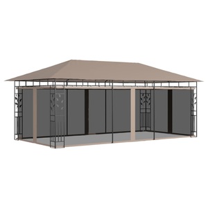 vidaXL, vidaXL Pavillon mit Moskitonetz 6x3x2,73 m Taupe 180 g/m²