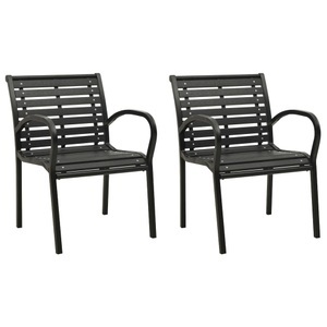vidaXL, vidaXL Gartenstühle 2 Stk. Stahl und WPC Schwarz, vidaXL Gartenstühle 2 Stk. Stahl und WPC Schwarz