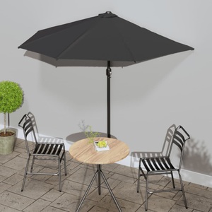 vidaXL, vidaXL Balkon-Sonnenschirm Alu-Mast Schwarz 270x135x245cm Halbrund, vidaXL Balkon-Sonnenschirm Alu-Mast Schwarz 270x144x222cm Halbrund