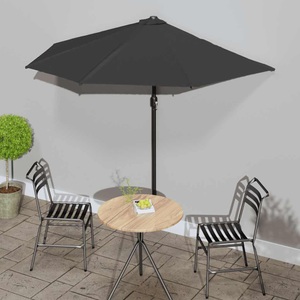 vidaXL, vidaXL Balkon-Sonnenschirm Alu-Mast Schwarz 270x135x245cm Halbrund