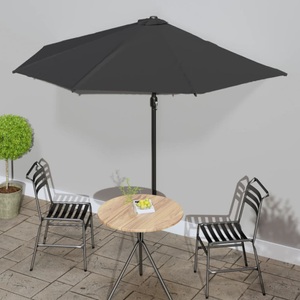 vidaXL, vidaXL Balkon-Sonnenschirm Alu-Mast Schwarz 300x150x253cm Halbrund