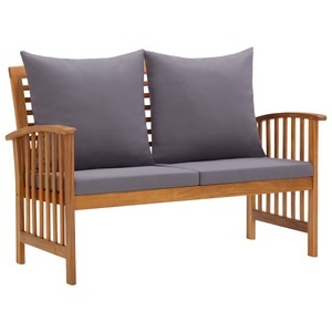 vidaXL, vidaXL Gartenbank mit Kissen 119 cm Massivholz Akazie, VidaXL - Gartenbank holz, One Size, Grau