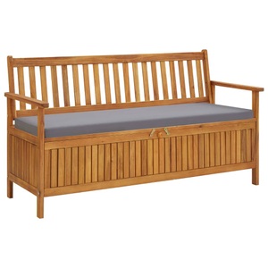 vidaXL, vidaXL Gartenbank mit Stauraum und Auflage 148 cm Massivholz Akazie