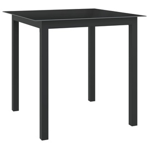 vidaXL, vidaXL Gartentisch Schwarz 80x80x74 cm Aluminium und Glas