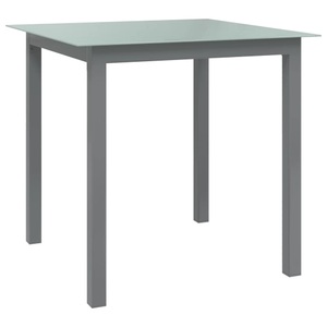 vidaXL, vidaXL Gartentisch Hellgrau 80x80x74 cm Aluminium und Glas